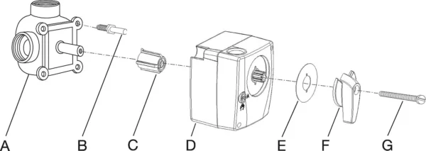 Servomotor Easyflow 3-točkasti 230V AC 50Hz 90°-140s + MS-NRE set za ugradnju