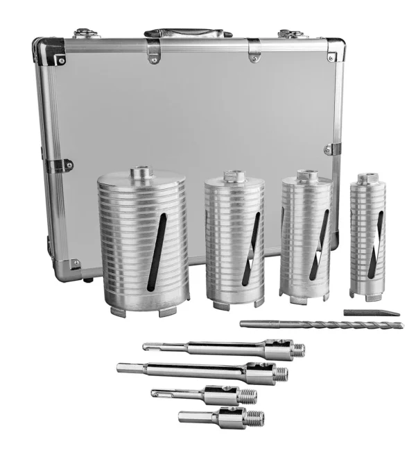 Set dijamantnih krunskih svrdala za zidove, 10-dijelni, 52–112 mm