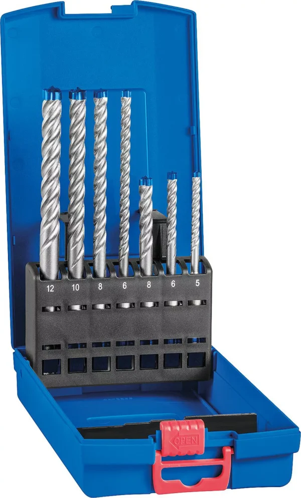 Set svrdla za udarno bušenje BOSCH Expert 7X, 7-dijelni, 4-rezni, promjer 5, 6, 8, duljina 115 mm i promjera 6, 8, 10, 12, duljina 165 mm