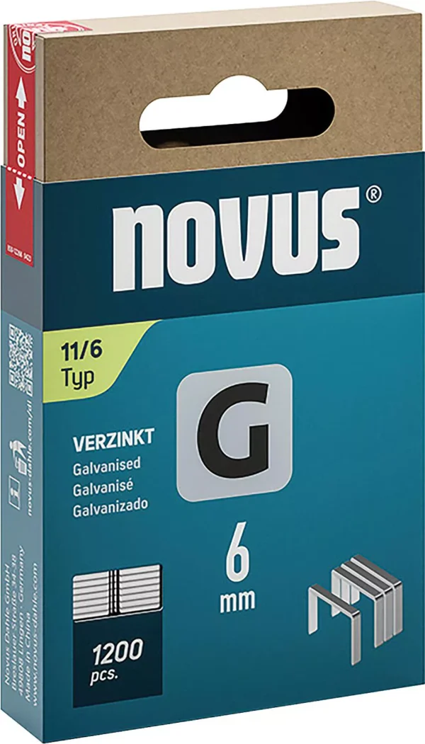Spajalice za plosnatu žicu Novus tip G 11/6, pocinčane, pakiranje (VPE): 1200 komada