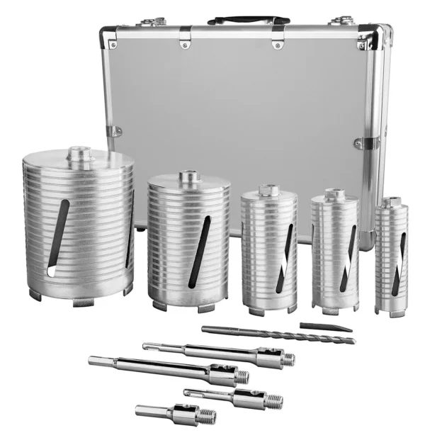 Set dijamantnih krunskih svrdala za zid i beton, 11-dijelni, 52-132mm