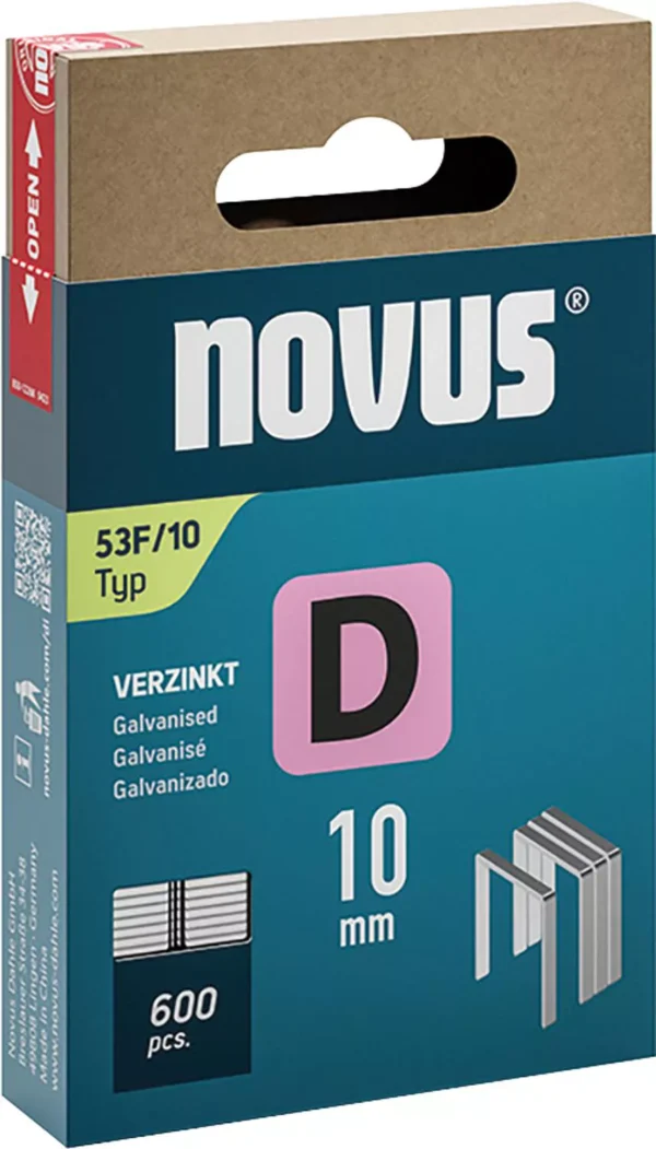 Plosnata žičana spajalica Novus Tip 53F/10, pocinčana, 10mm, pakiranje (VPE) 600
