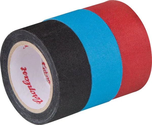 Set platnenih ljepljivih traka, 3 role, 19mm x 2,5m, plava, crna i crvena